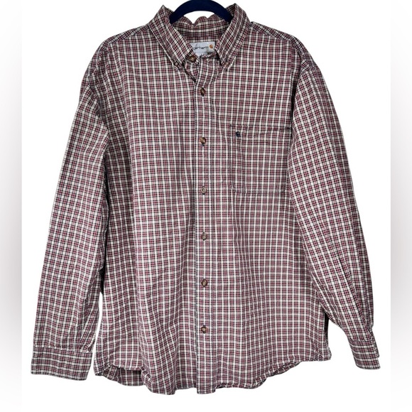 Carhartt plaid button down long sleeve shirt, XL, cotton, soft Work Shirt - Picture 1 of 7